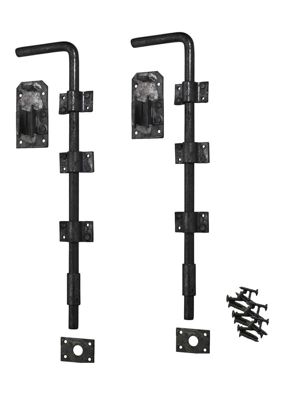 Epsom Door Handle Black Japanned Heavy Duty Drop Bolt For Gates 18" Or 24" Or Galvanised 15Mm Steel Bar With Fixings Outdoor Locking Bolt For Gates Sheds Or Barn Doors ( 18" (450Mm))