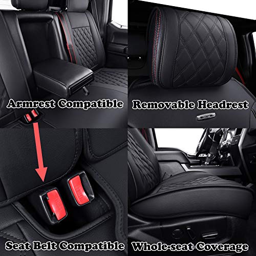 Aierxuan Car Seat Covers Full Set With Waterproof Leather, Automotive Vehicle Cushion Cover For Cars Suv Pick-Up Truck Fit For 2009 To 2023 Ford F150 Carhartt And 2017 To 2023 F250 F350 F450(Black) #TOP4