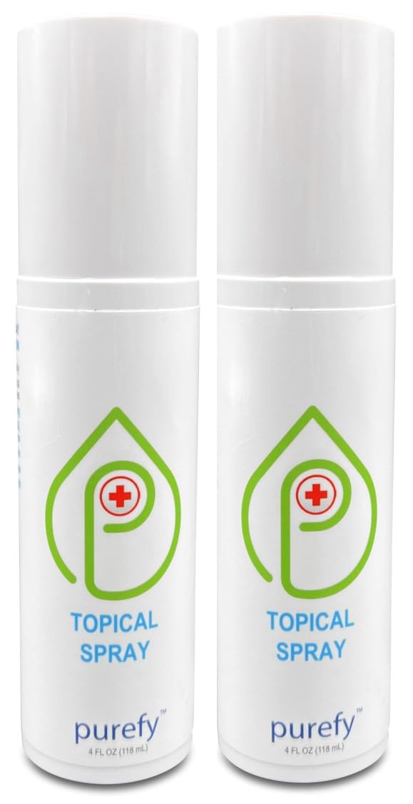 Spray tópico (4 onzas, 2 unidades) - Spray calmante para la piel de la cara y el cuerpo, tecnología Purefypro Dermal HOCL, soporte natural para el cuidado de la piel, enrojecimiento,