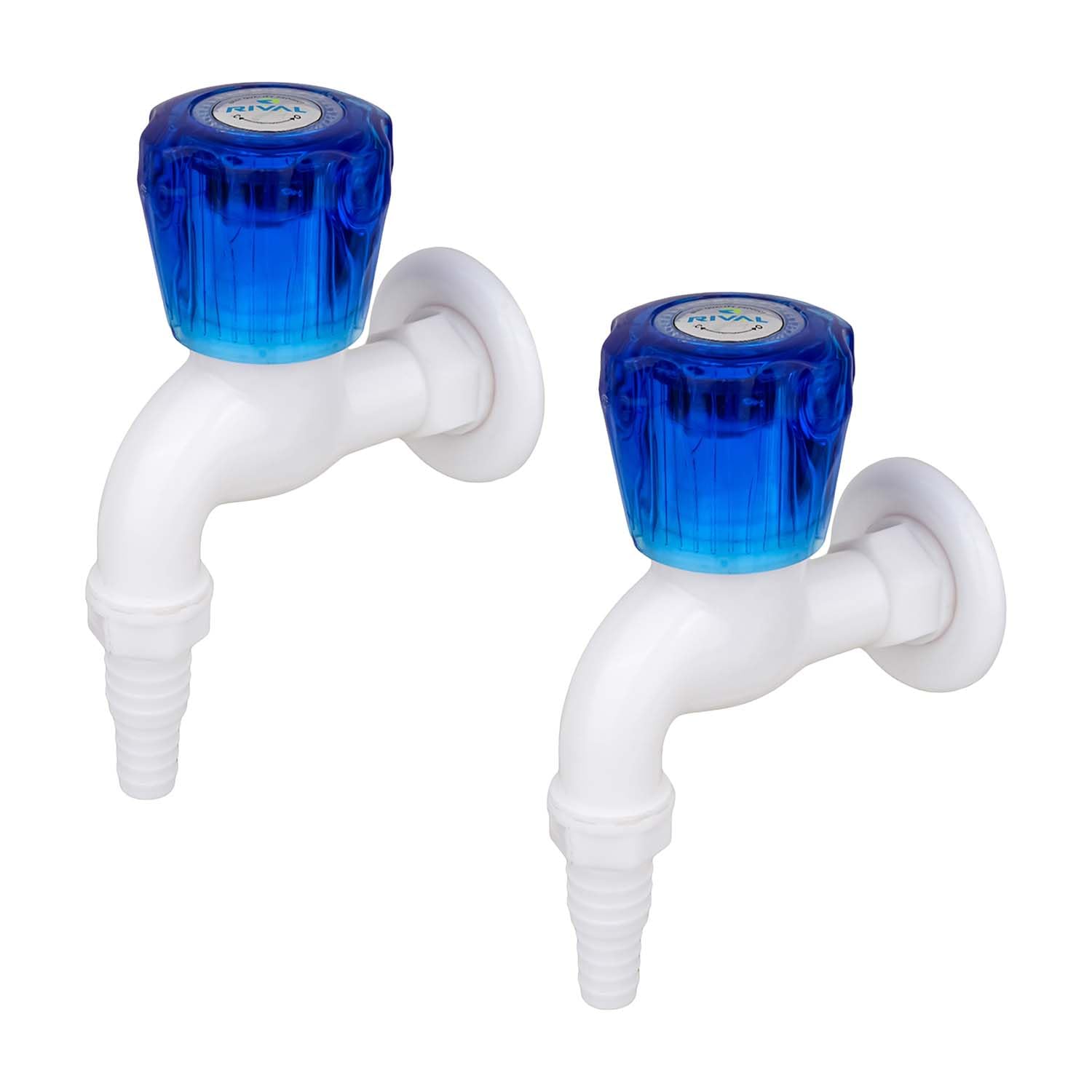 Rival Blue Plastic Water Tap with Crystal Handle - Long Body Nozzle Bib Cock for Bathroom, Kitchen, RO & Water Tank - Heavy Duty ABS Plastic Tap - Leak Proof & Rust Free - (Pack 2)-image-20