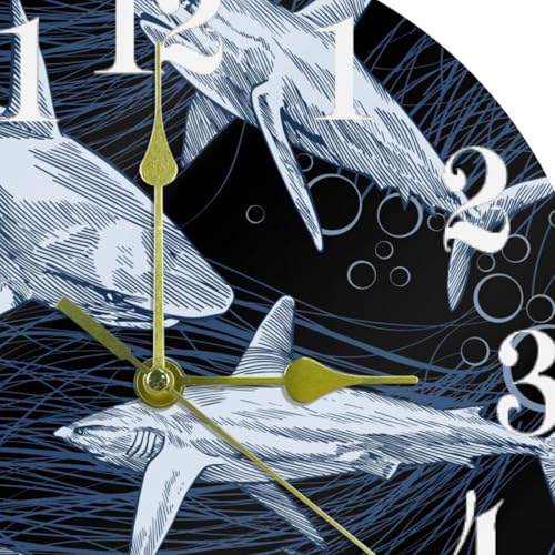 Horloge murale requin sous-marin idée cadeau ronde pour l'école - 7