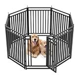 Dog Fence for Yard Outdoor Indoor Dog Playpen 40" Height 8 Panels Metal Dog Pen Puppy Playpen Portable Dog Kennel Crate for RV Camping(Black-Silver)