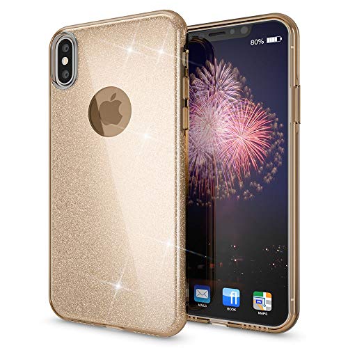 NALIA Custodia Glitter compatibile con iPhone 14 Pro Max - Look Scintillante & Grip - SHINEPOP (Silicone Cover) - Brand di Berlino, Colore:Pink