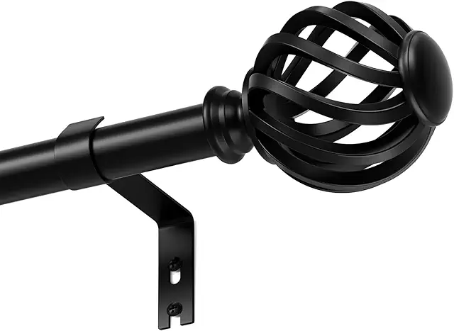 PeSenp Black Iron Curtain Rod 16mm Diameter for Eyelet Curtains 95-325cm