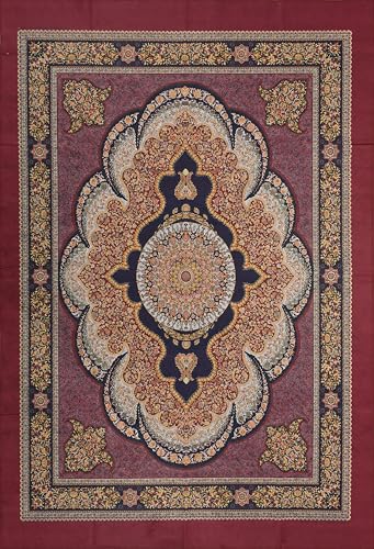 Image of Cotton Bolls Textiles Rugs for Living Room 5x7 Feet Large Size | Lightweight Foldable Carpet for Bedroom & Hall | Easy to Handle During Daily Cleaning | Travel Friendly Printed Rug | Maroon