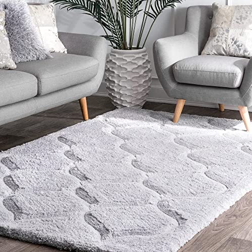 Image of Super Ultra Modern Soft Shaggy Handcrafted Anti-Skid Silk Touch Carpet, Size 6x9 Feet, Color Silver