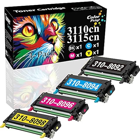 COLOR PRINT Compatible Toner Cartridge Replacement for Dell 3115CN 3110 3110CN 3115 for 310-8092 310-8094 310-8096 310-8098 Laser Printer (Black, Cyan, Magenta, Yellow, 8,000 Pages High Yield 4-Pack) Cover