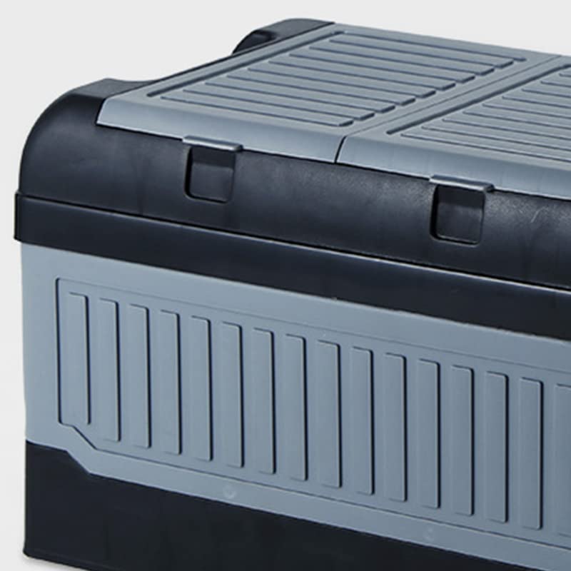 Organizador de maletero de coche, caja de almacenamiento plegable para maletero de SUV, baúl de almacenamiento automático de varios compartimentos con 2 tapas, bolsa coche, SUV(gris)