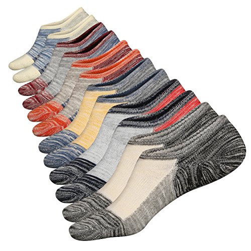 Mottee&Zconia Mens No Show Low Cut Socks Non Slip Cotton No See Invisible Sock 6Pack Size M