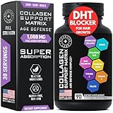 Age Defense Beauty Collagen Matrix - Biotin Collagen Keratin Supplement DHT Blocker - 1,000mg Hydrolyzed Multi Collagen Complex, Saw Palmetto, Hyaluronic Acid, Vitamin C - 90 Gluten-Free, Non-GMO Caps