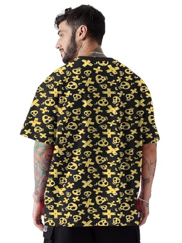 Image of LEOTUDE Men's Cotton Regular Fit Half Sleeve Oversized Tshirt, Round Neck Longline Drop Shoulder | ful Printed Combo T-Shirt (Pack of 3)