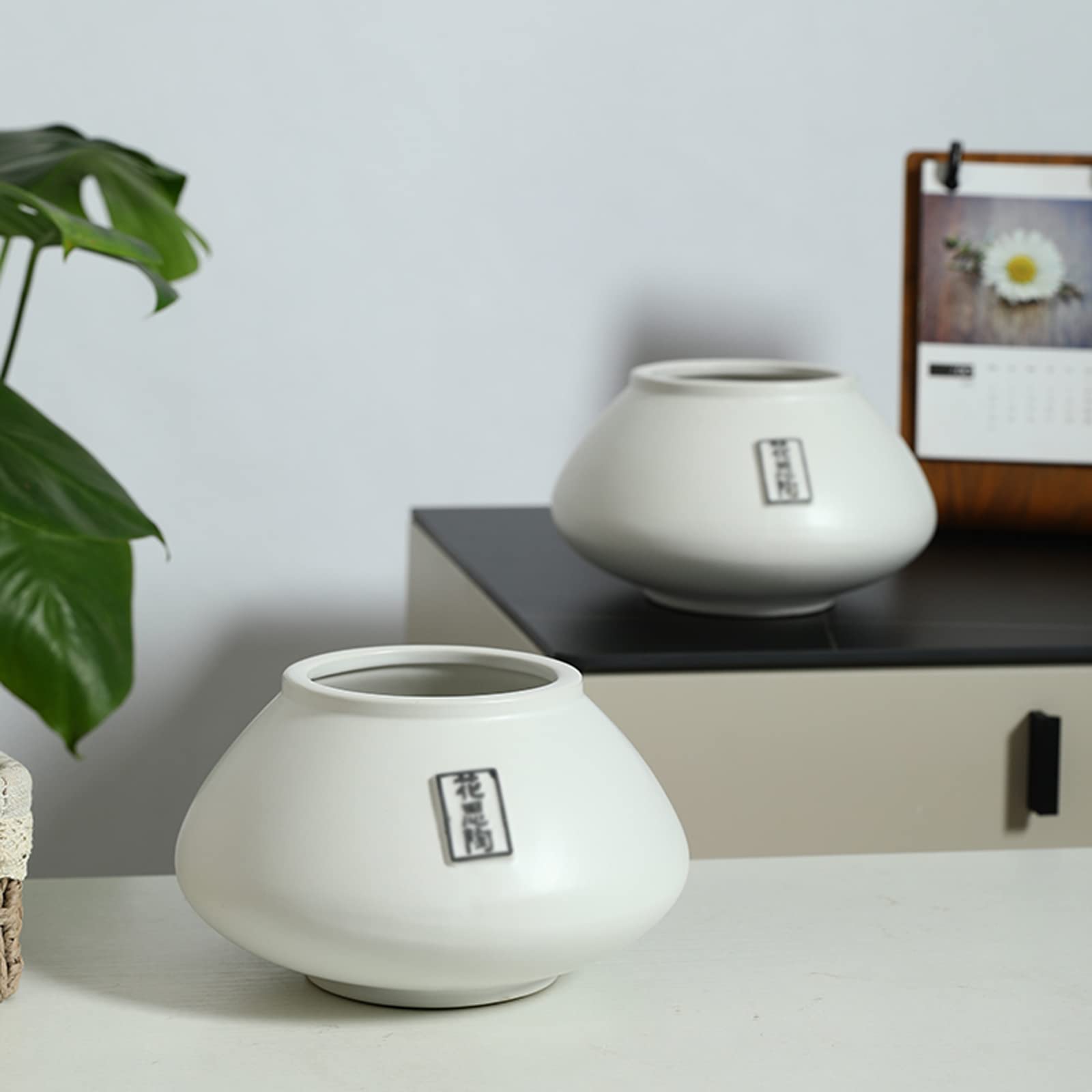 Vasi da Giardino Moderni vasi da Fiori Bianchi con Fori di drenaggio, Contenitore per Piante grasse in Ceramica per Interni ed Esterni