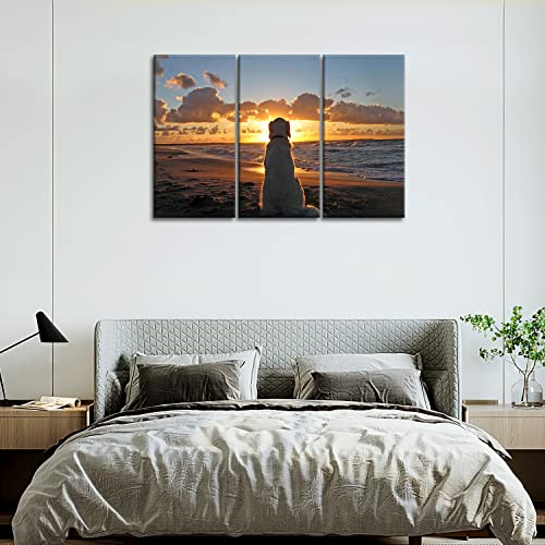 3 Piece Wall Art Painting Dog And Sunset Pictures Prints On Canvas Painting For Modern Home Decoration #TOP5