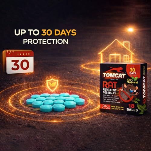 Image of Tom Cat Rat & Mouse Repellent Gel Balls | Herbal & Natural Formula | Long-Lasting 30 Days Protection |Eco-Friendly & Safe | For Home, Kitchen, Warehouse, Factory & Office | Pack of 18 |FORMULATION 10X