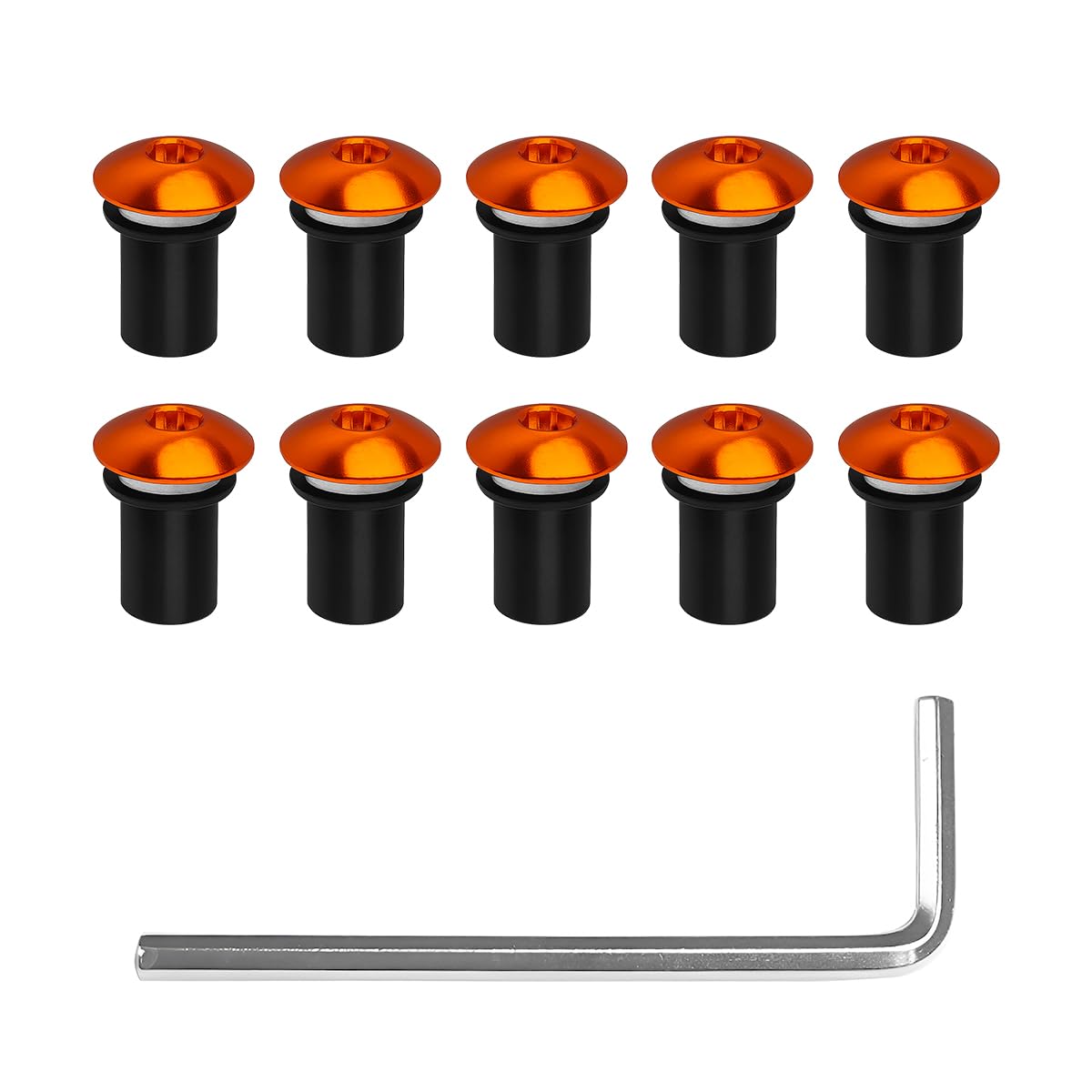 BELOMI 10 Pack 0.71 x 0.4 Inch Motorcycle Windshield Bolt Kit, Orange