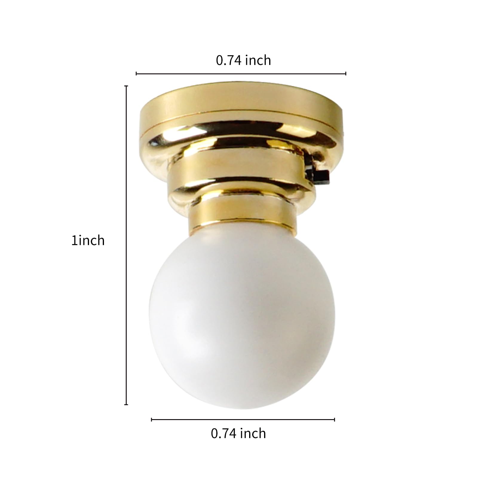 Melody Jane Dollhouse Brass Ceiling Light – LED Battery-Powered With White Globe Shades – 1:12 Scale - View #4
