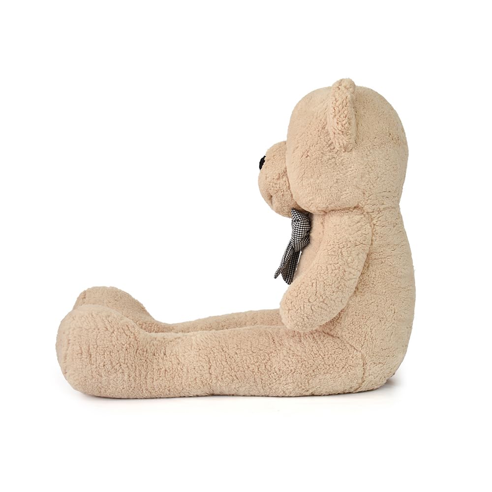 XXL Riesen Teddybär 130 cm – Großes Plüschtier Kuscheltier Weich mit Schleife – Imposantes Geschenk für Freundin, Kinder & Geburtstag (Taupe)