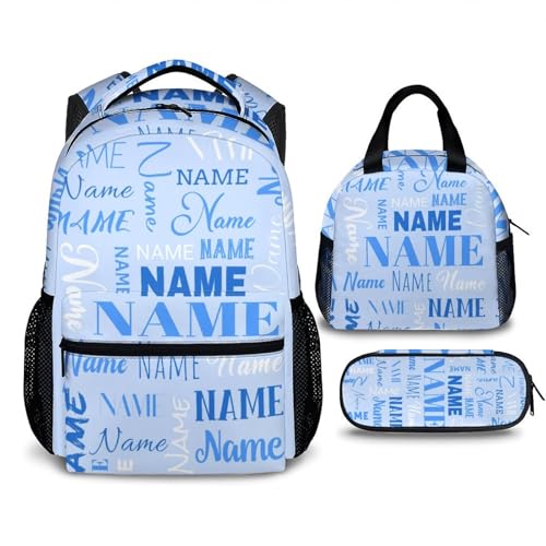 3PCS Backpack with Lunch Bag Pencil Case for Kids Boys Girls - Personalized Name Backpacks for School - Custom 17