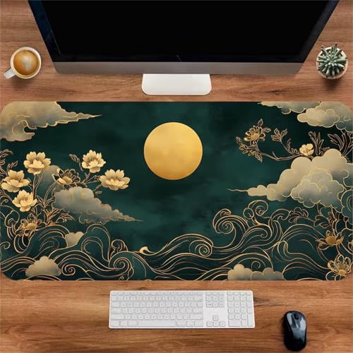 Mouse pad avec bords cousus et base antidérapante XXL vagues