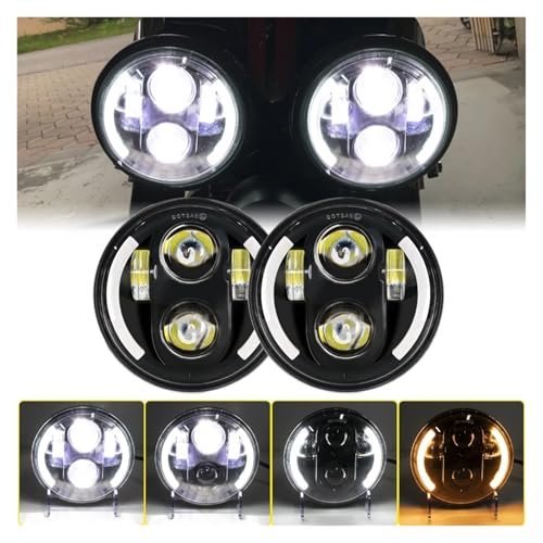 Phare LED Moto 5.75 Haute Luminosité Anti-Vibration Faisceau Large H4 pour V-Rod