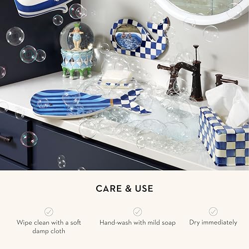 Image of MACKENZIE-CHILDS Tissue-Box Cover, Blue-and-White Royal Check, Square