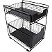 MJNDXD pod zlewem kuchennym stojak do przechowywania typ szuflady można popchnąć i ciągnąć pod szafkę teleskopowa podwójna półka (kolor: czarny, rozmiar: jeden rozmiar)