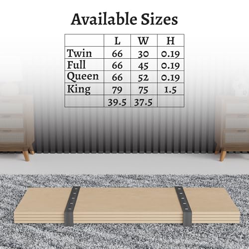 Greaton, Foldable Box Spring, Bunkie Board & Bed-Support Slats to Minimize height, Good for DayBed, TrundleBed, Bunkbed & Platform-Bed Frame, Easy Set Up, Bed Board for Under Mattress Support, 66 x 45 - Thumbnail 6