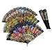 Rbenxia Spanish Floral Folding Hand Fan Flowers Pattern Lace Handheld Fans Size 9