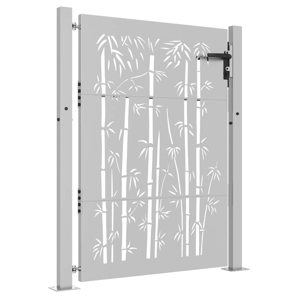 Puerta Jardin Exterior, Puertas de Exterior, Puerta de Jardín, Puerta Trastero, Puerta de Metal 100x125 cm de Acero corten con diseño de bambú