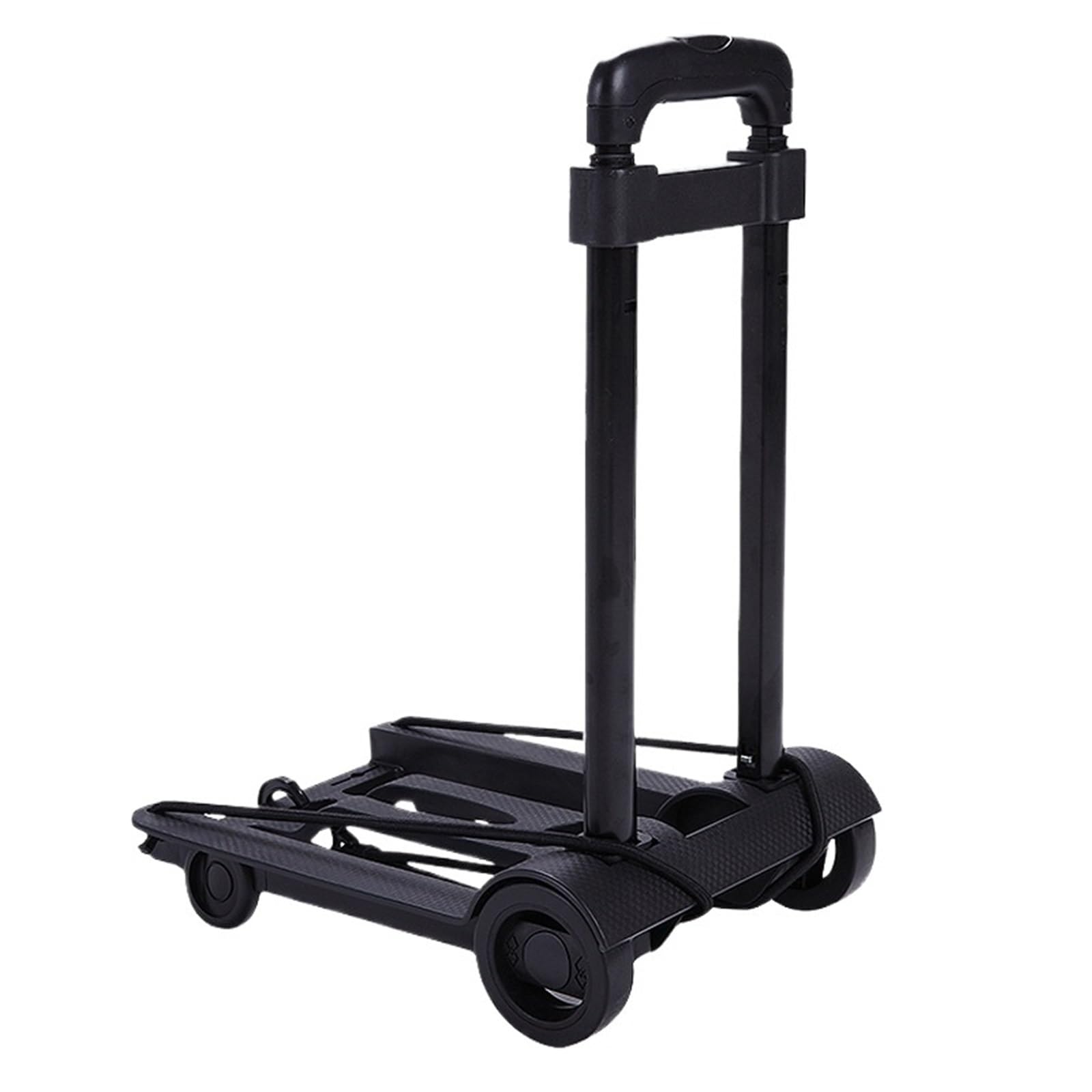 Sackkarre Klappbar 2 Runden zusammenklappbarer Handkarren, schwarz, Kleiner, Leichter Wagen, tragbar, teleskopisch, Dolly, Rucksack, Gepäck, Reisen, Umzug, Einkaufen