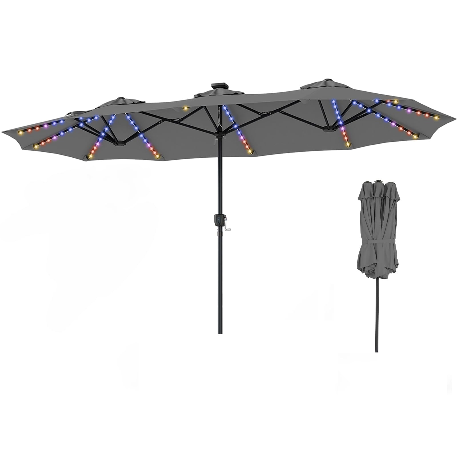TANGZON 4.4 m Double Garden Parasol with Colorful LED Lights