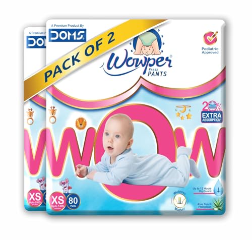 Image of Wowper Baby Diaper Pants | XS-160 counts | Wetness Indicator |Anti Rash |up to 12 hrs Absorption |0-5 Kg | Super Soft Diapers
