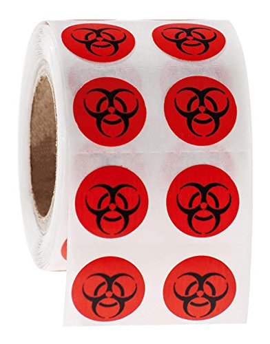 Biohazard Symbol Labels, 0.5 x 0.5