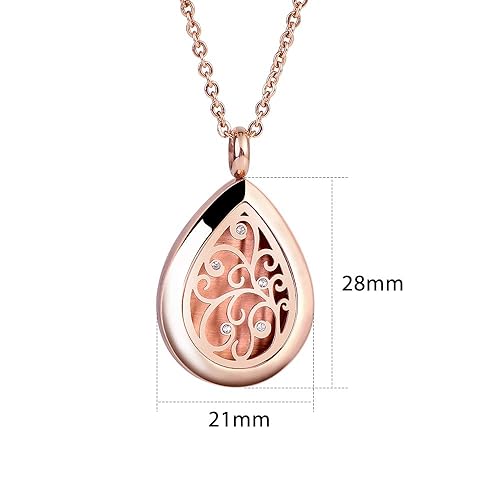 Miniatura 3 de RoyAroma Rose Gold Aromatherapy Essential Oil Diffuser Necklace Stainless Steel Pendant Perfume Locket Women Jewelry Mothers Day Gift for MomWomen