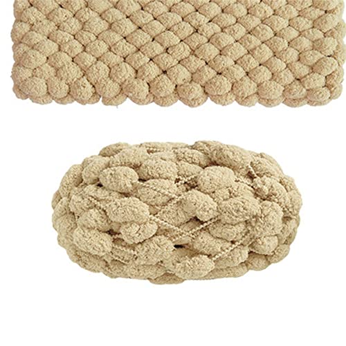 3 Balls Pomp-A-Doodle Yarn,100% Polyester Jelly Bean Pom-Pom Ball Yarn For Crochet Knitting Blanket Mat Pet Nest 450G (Deep Beige) #TOP1