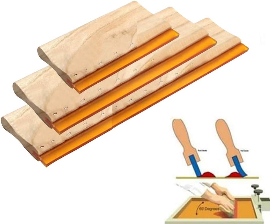 3PCS/Set Silk Screen Printing Press Squeegee Ink Scaper Scratch Board Tools Wooden Handle Scraper Tool for Graphic Textile Applications