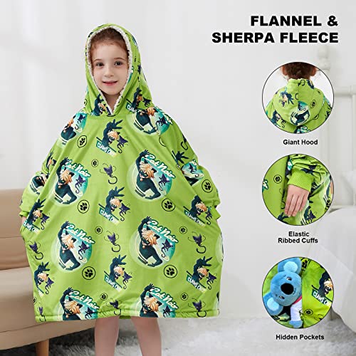 Zonli Miraculous Ladybug Wearable Blanket Kids, Super Soft Warm Oversized Sherpa Hooded Snuggie Blanket Hoodie With Pocket And Sleeves For Girls Boys (Green) #TOP2