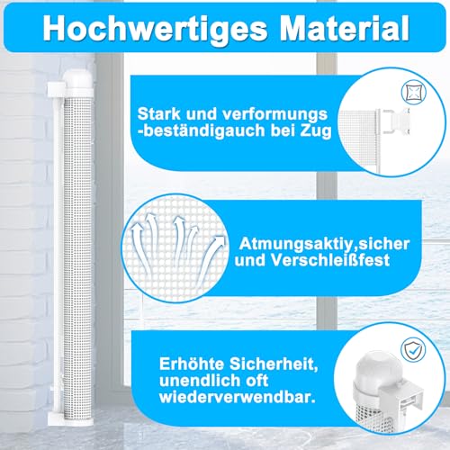 YUENFONG Treppenschutzgitter Ausziehbar Türschutzgitter, 0-300 cm Absperrgitter Schutzgitter Baby Kindergitter, Treppenschutz Treppenschutzrollo Türgitter Einziehbares Tür, Weiß