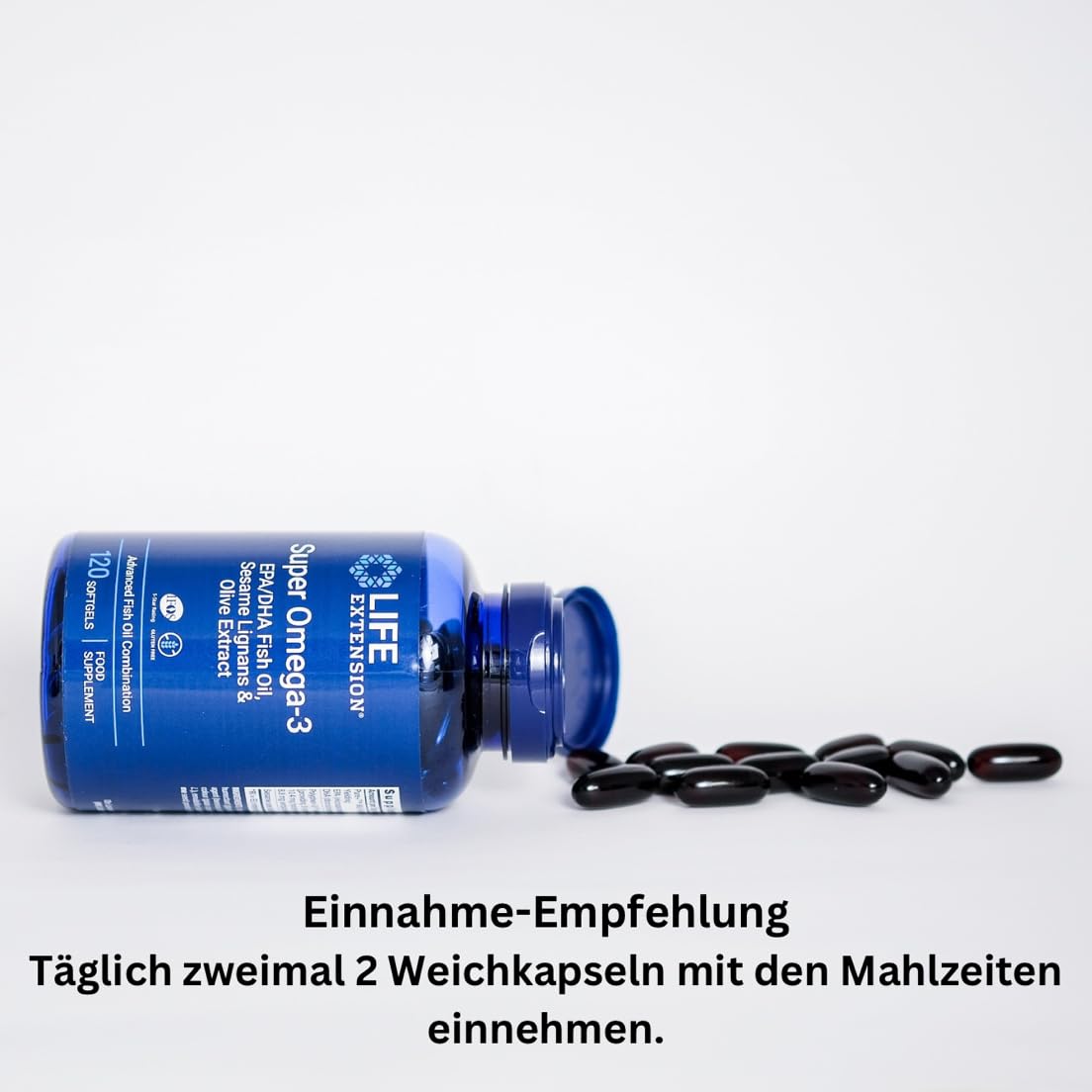 Life Extension - Super Omega-3 EPA/DHA 120 Kapseln - Sesam-Lignane, Olivenextrakt - Hochdosiertes Omega-3 für Herz- & Gehirngesundheit