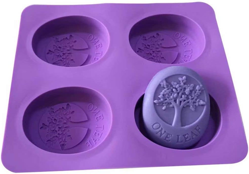 ASVUO 4 Holes Tree Pattern Handmade Soap Molds Silicone Mold, Soap Mold for Pudding, Muffin, Loaf, Brownie, Cornbread, and Cheesecake