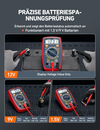 AstroAI Digital Multimeter voltmeter strommessgerät Tester Messung von AC/DC Spannung, DC Strom,...