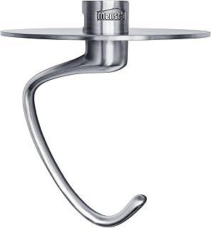 Anti-Climb Stainless Steel Dough Hook for KitchenAid 4.5-5 Qt Tilt-Head Mixers, with 5.1" Shield
