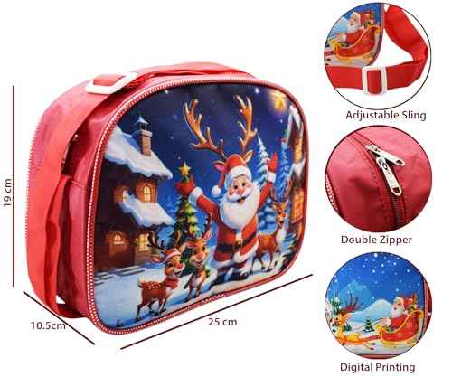 Image of Asera Polycotton Birthday Return Gifts Sling Bag /Picnic Bag Cartoon Theme Bags for Kids (Christmas Set of 6 Pcs), Multicolour