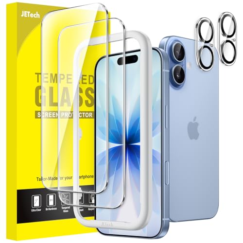 JETech Protection D'écran pour iPhone 17 6,3 Pouces avec Protecteur d'Objectif Caméra, Outil d'Installation Facile, un Film en Verre Trempé de Dureté 9H,...