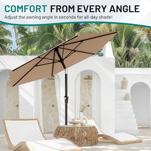 AreShark 10 FT Patio Umbrella for Outdoor, Outdoor Table Umbrella with Push Button Tilt and Crank, Outdoor Patio Umbrellas with 6 Sturdy Ribs, Patio Umbrellas for Market, Garden, P image 2
