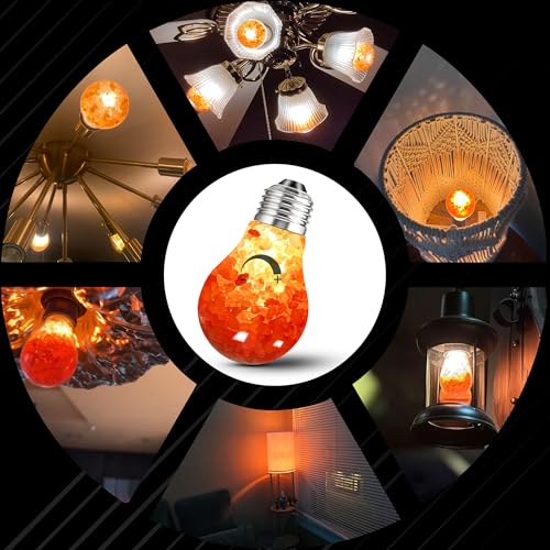 Image of Dimmable Himalayan Salt Lamp LED Light Bulbs, E26 2200K Warm Amber Pink Night Light, 6W Mood Lighting, E26 A60 Salt Rock Stress Relief Bulbs for Bedroom, Decor, Sleep Light, 2pack