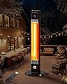 MEPTY 1500W Outdoor Electric Heater, Infrared Patio Heaters for Outdoor Use with Remote&Touch Control, 24H Timer,3 Heat Settings, Quiet,Overheat&Tip-Over Protection for Deck,Balcony,Porch,Backyard