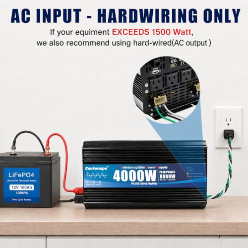 Image of Cantonape 4000W Sump Pump Backup Battery System, Pure Sine Wave Output
