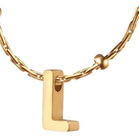 Initial Necklace for Women, Tiny A-Z Pendant Letter Necklace, 18k Gold Plated Stain...
