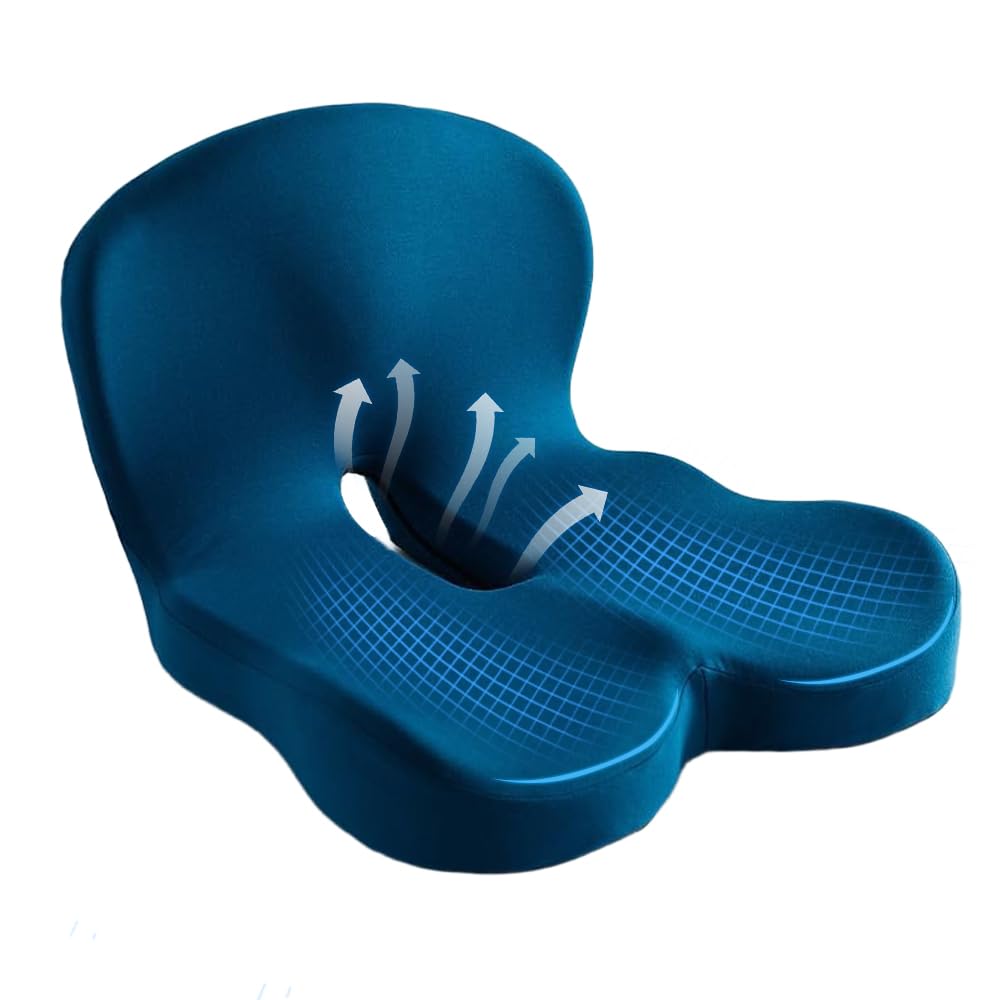 Advanced Slow-Rise Memory Foam Seat Cushion - Orthopedic Coccyx & Lumbar Support Pillow for Tailbone & Back Pain Relief - Lasting Comfort for Office Chair, Car, Truck, Wheelchair - Non-Slip — image 1